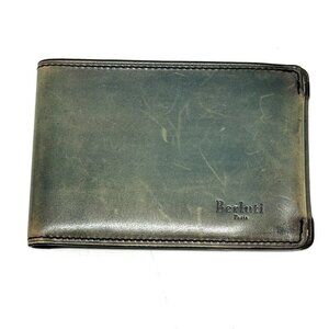 Berluti logo Bi-fold short mini wallet Compact Folded wallet Leather Blue Based